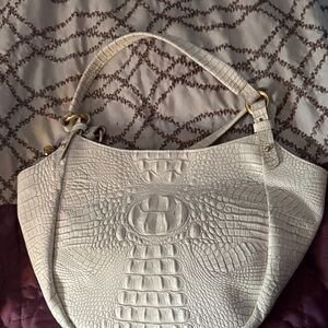 Brahmin White Embossed Shoulder Bag